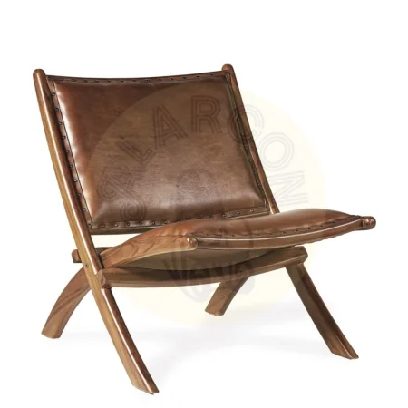 Sillón plegable en mindi y piel 65x77x75cm - Moycor - 723200MYC - foto-secundaria-1