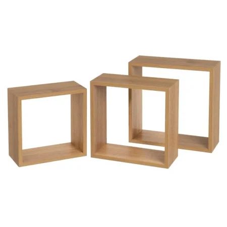 Set de 3 estantes MDF roble miel laminado en PVC 30x30x12cm - Ixia - 807601IX - foto-blanco