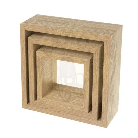 Set de 3 estantes MDF roble claro laminado 25x25x9cm - Ixia - 807607IX - foto-secundaria-1