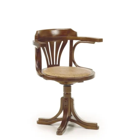 Silla giratoria de roble y ratán 62x52x78cm - Moycor - 8659020MYC - foto-blanco