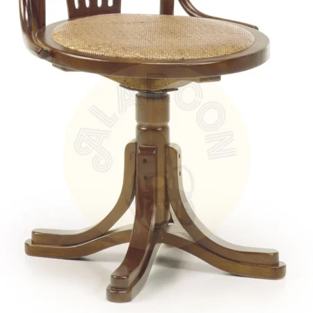 Silla giratoria de roble y ratán 62x52x78cm - Moycor - 8659020MYC - foto-secundaria-3