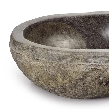 Lavabo redondo de piedra de río natural pieza única 45x45x15cm - Moycor - 897013MYC - foto-secundaria-1