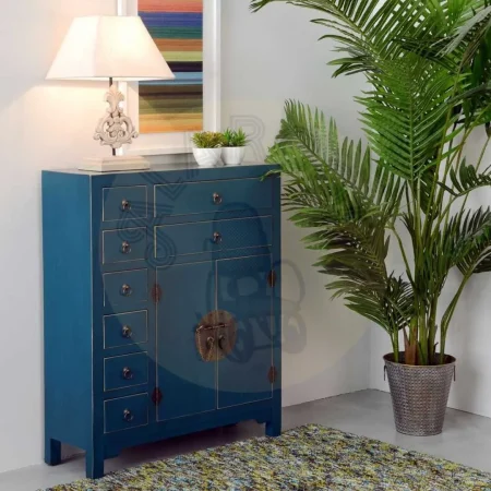 Mueble auxiliar azul en DM estilo oriental 73x26x90cm - Ixia - 90956IX - foto-secundaria-4