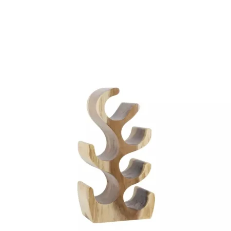 Botellero artesanal de madera suar 6 huecos 25x20x50cm - Moycor - 9470502MYC - foto-blanco