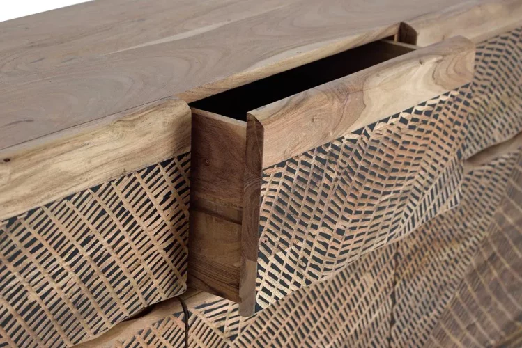 APARADOR 3 CAJONES Y 3 PUERTAS EN MADERA DE ACACIA Y PATAS DE METAL-2