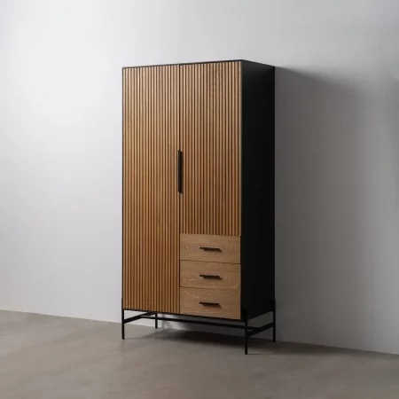 ARMARIO NEGRO-NATURAL DM-MADERA 104 X 53 X 203 CM-1