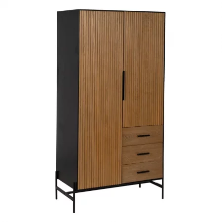 ARMARIO NEGRO-NATURAL DM-MADERA 104 X 53 X 203 CM-2