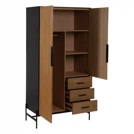 ARMARIO NEGRO-NATURAL DM-MADERA 104 X 53 X 203 CM-3