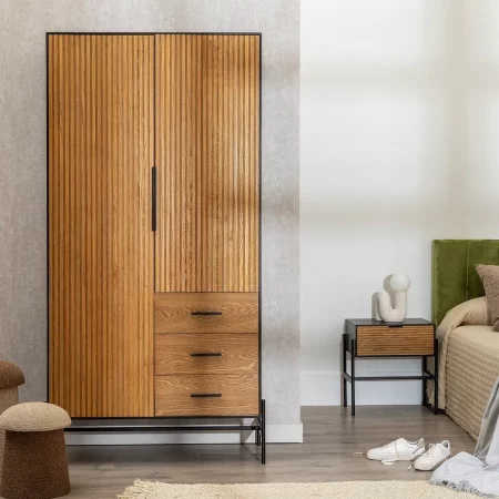 ARMARIO NEGRO-NATURAL DM-MADERA 104 X 53 X 203 CM-9