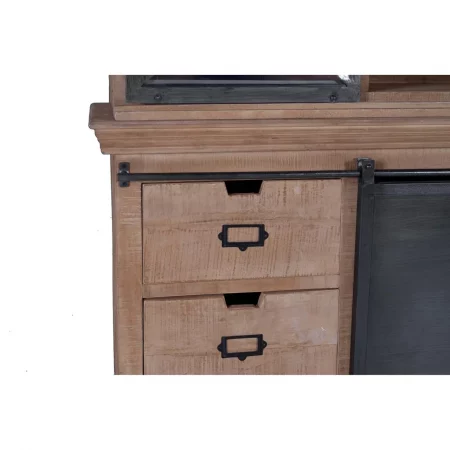 Alacena Estilo Industrial 4 Puertas Correderas y 6 Cajones Madera de Mango y Metal Colección Industrial 200x45x220 Cm - Giner y Colomer (6)