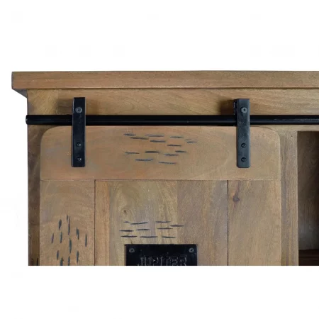 Alacena Madera Acacia Estilo Industrial 4 Puertas + 3 Cajones Colección Júpiter 150x45x160 Cm - Giner y Colomer (2)