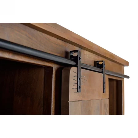 Alacena Madera Acacia Estilo Industrial Puerta Corredera + 4 Cajones Colección Júpiter 140x40x170 Cm - Giner y Colomer (3)