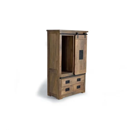 Alacena Madera Acacia Maciza Puerta Corredera + 3 Cajones Colección Júpiter 97x51x154 Cm - Giner y Colomer (1)