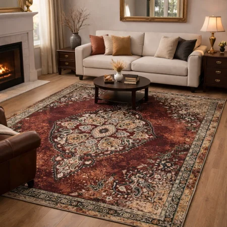 Alfombra Acrílica Frisse Colorido Actual Diseño Clásico 340 Rojo - Sualsa (1)