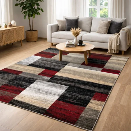 Alfombra Acrílica Frisse Colorido Actual Diseño Moderno 103 Granate - Sualsa (1)