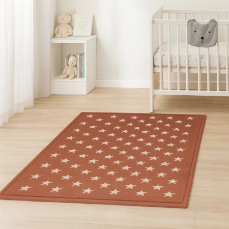Alfombra Acrílica Mod.Nerea Diseño Infantil Atractivo Estrellas Terracota - Sualsa (1)