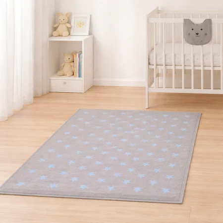 Alfombra Acrílica Nerea Diseño Infantil Estrellas Gris Azul - Sualsa (1)
