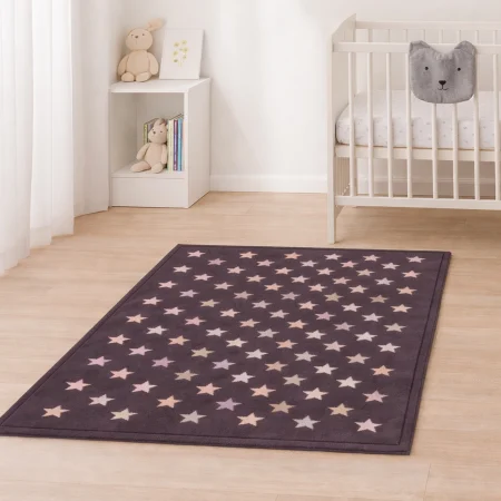Alfombra Acrílica Nerea Diseño Infantil Estrellas Marron Multi - Sualsa (1)