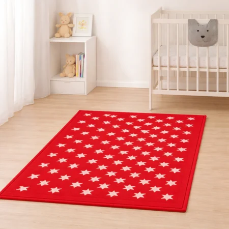Alfombra Acrílica Nerea Diseño Infantil Estrellas Rojo - Sualsa (1)