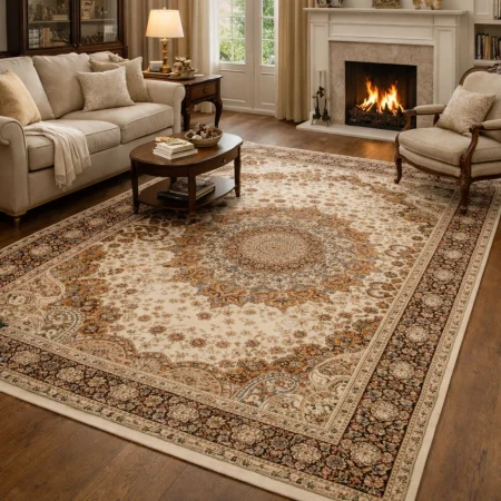 Alfombra Acrílica Palace Estilo Nain Clasica 1802 Beig- Sualsa (1)