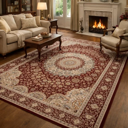 Alfombra Acrílica Palace Estilo Nain Clasica 1802 Granate - Sualsa (1)