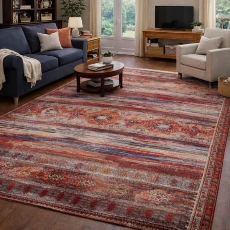 Alfombra Acrílica Picasso Estilo Kilim 7608 Granate - Sualsa (1)