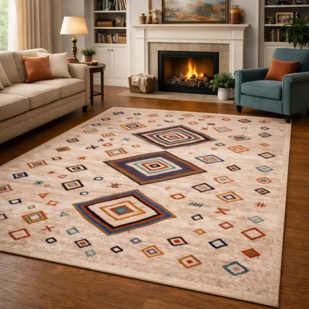 Alfombra De Lana Bali Etnica Fabricada Con Materiales Nobles 796 Beig - Sualsa (1)