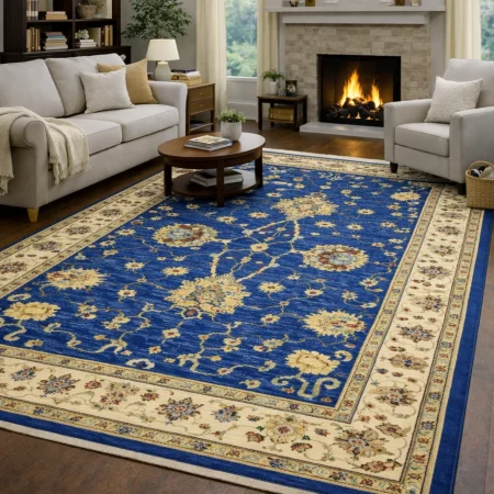 Alfombra De Lana Fenix Estilo Zigler Materiales Nobles 500 Azul - Sualsa (1)