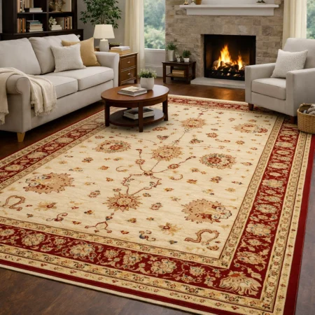 Alfombra De Lana Fenix Estilo Zigler Materiales Nobles 500 Beig - Sualsa (1)