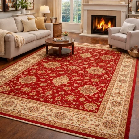 Alfombra De Lana Fenix Estilo Zigler Materiales Nobles 502 Granate - Sualsa (1)