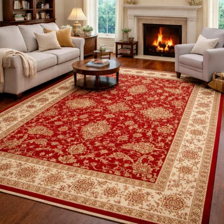 Alfombra De Lana Fenix Estilo Zigler Materiales Nobles 505 Granate - Sualsa (1)