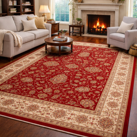 Alfombra De Lana Fenix Estilo Zigler Materiales Nobles 507 Granate - Sualsa (2)