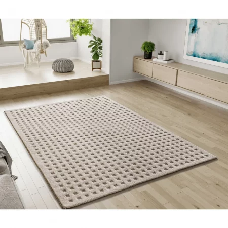 Alfombra Diseño Cuadros en Relieve Diena 40418 Blanco - Universal (2)