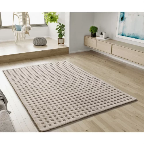 Alfombra Diseño Cuadros en Relieve Diena 40418 Blanco - Universal (2)