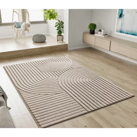 Alfombra Diseño Geométrico en Relieve Diena 40424 Blanco - Universal (2)