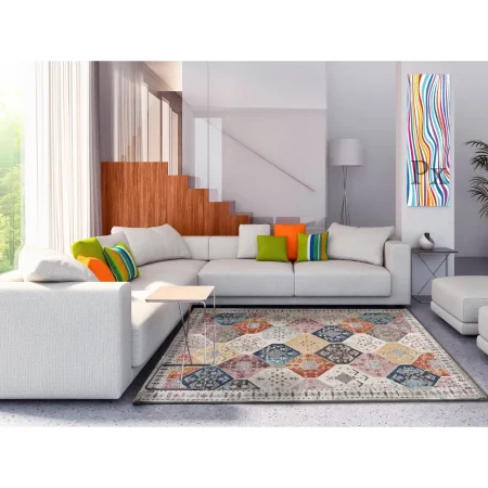 Alfombra Étnica de Estilo Vintage Mirva 20049 Multicolor - Universal-5