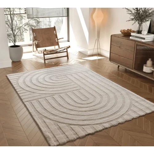 Alfombra Geométrica con Relieve Snowy 59773 Blanco - Universal (2)