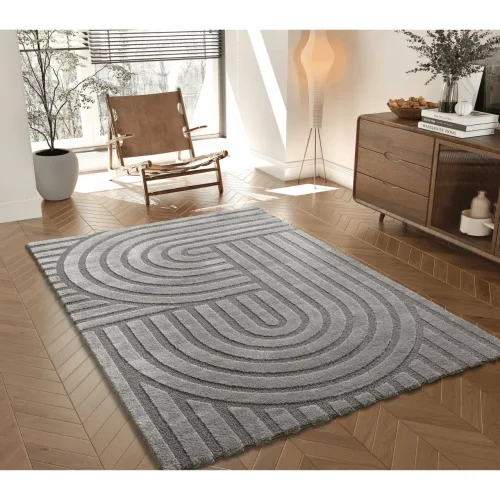 Alfombra Geométrica con Relieve Snowy 59773 Gris - Universal (2)