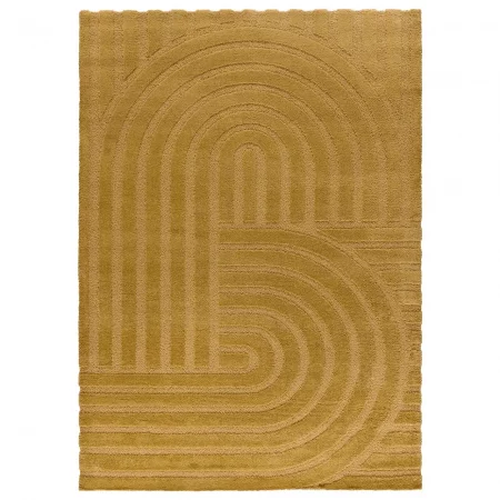 Alfombra Geométrica con Relieve Snowy 59773 Mostaza - Universal (1)