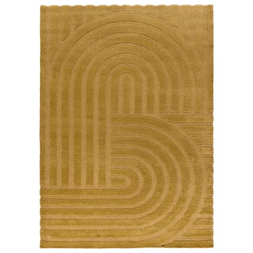 Alfombra Geométrica con Relieve Snowy 59773 Mostaza - Universal (1)