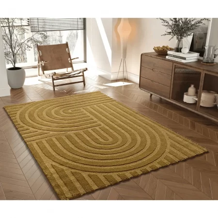 Alfombra Geométrica con Relieve Snowy 59773 Mostaza - Universal (2)
