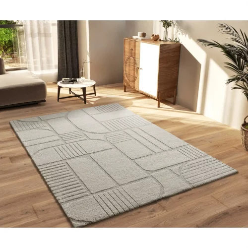 Alfombra Geométrica con Relieve Snowy 59776 Blanco - Universal (2)