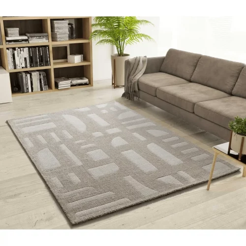 Alfombra Geométrica de Tacto Suave 77308 Beige - Universal (2)