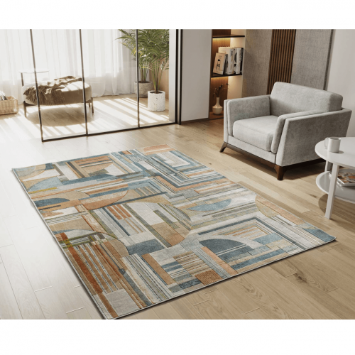 Alfombra Geométrica en Viscosa Bleik 22 Multicolor - Universal (2)