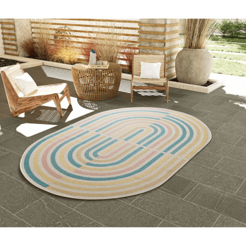 Alfombra Ovalada de Exterior en Tonos Pastel Manila 17636 Multicolor - Universal (2)