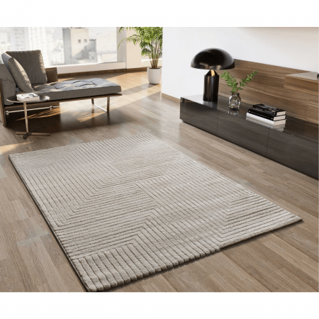 Alfombra con Relieve y Diseño Geométrico Verona 2253 Crema - Universal (2)