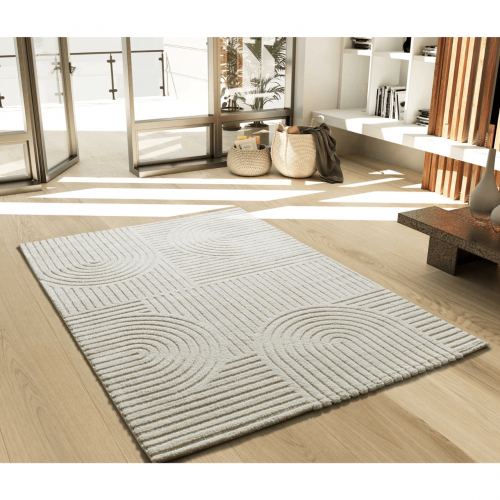 Alfombra con Relieve y Diseño Geométrico Verona 2293 Crema - Universal (2)