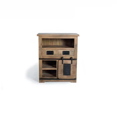 Aparador 1 Puerta + 2 Cajones Madera Mango Estilo Industrial Colección Júpiter 75x40x90 Cm - Giner y Colomer (1)