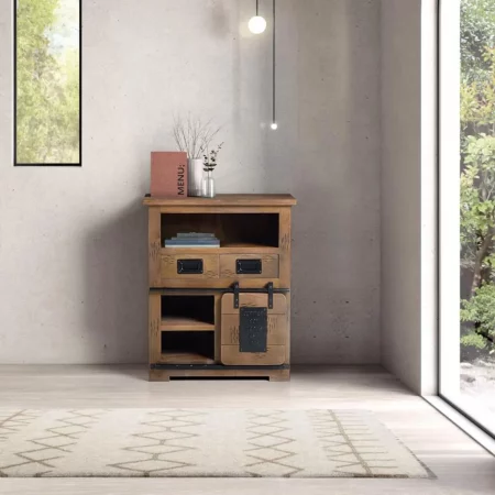 Aparador 1 Puerta + 2 Cajones Madera Mango Estilo Industrial Colección Júpiter 75x40x90 Cm - Giner y Colomer (3)
