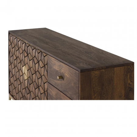 Aparador 145x40x77 Madera Mango Patas Doradas 3 Cajones + 2 Puertas - Giner y Colomer - 4